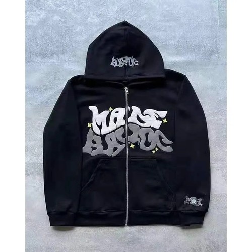 Y2k gothic punk zip hoodie - y2k,