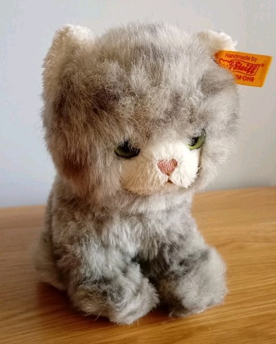 Steiff grey tabby cat - cat, kitten