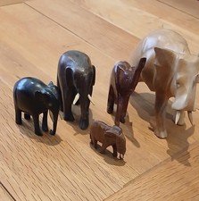 Selection of 5 Wooden Elephant