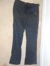 TROUSERS - BLACK PIN-STRIPE 32" WAIST - HAND-MADE WITH RED TRIM