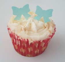 36 x edible bow baby shower wafer paper cup cake decoration toppers various