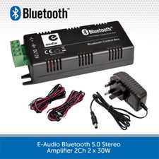 E-Audio Bluetooth 5.0 Stereo Amplifier 2Ch 2x30W HiFi Home Music In-Wall Amp
