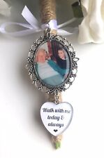 Photo Bouquet Charm Personalised Memory Quote Silver Heart Wedding Memorial Gift