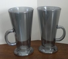 Set of 2 Grey Smoked Glass