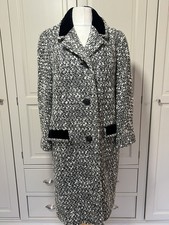 Vintage 1940's Designer 'Norman Hartnell' Wool Coat Size M  monochrome Boucle