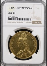 1887 Gold Five Pounds