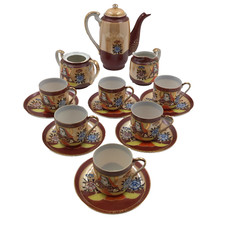 Vintage Japanese Kutani Tea Coffee Set Porcelain Collectable x15 Pieces Servesx6