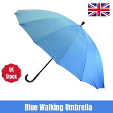 Blue Walking Stick Umbrella Mens and Womens Strong UV Sun Protection Brolly