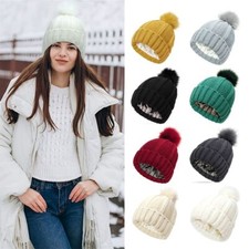 Soft Faux Fur Pom Pom Hat Beanie Hat for Women Winter Beanie Hat Knit Hats