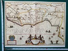 Antique Historic Vintage Old Colour Poster Map of Guinea 1600s REPRINT Blaeu