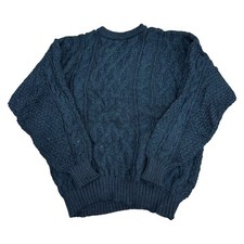 Vintage Aran Knit Jumper Fishermans Chunky Wool Multicoloured Sweater Mens XL