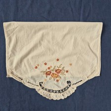 vintage cotton chair back covers embroidered flowers cream vintage fabric 3 pcs