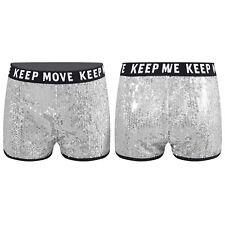 UK Kids Girls Sequin Shorts Elastic Waist Hot Pants Sparkly Dance Bottoms Shorts