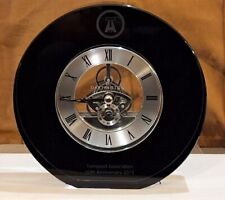 Stunning Heavy Dartington Lead Crystal Clock Black~ Silver Skeleton Movement 