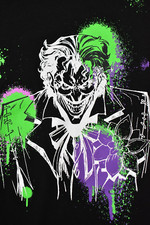 The Joker T Shirt Men's UK Size L Black DC Comics Batman Gotham City