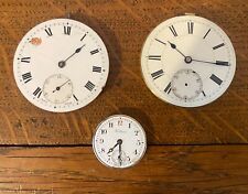 x3 Vintage  Enamel Pocket Watch Faces and Movements Spares or Repair