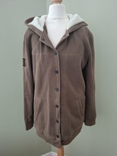 Fox Moto-X Jacket Medium Brown Sherpa Lined Hooded Snap Front Fleece Size S