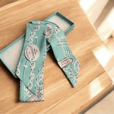 Tiffany & Co. Authentic Silk Scarf 30 Inch Neck Tie / Purse Scarf Made In Italy