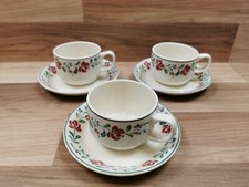 3 x Steelite International Floral Pattern Stacking Tea / Coffee Cups & Saucers