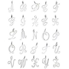 Sterling Silver Pendant Alphabet Initial Charm Large 925 Script Letter A - Z