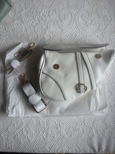 White faux leather crescent - leather,