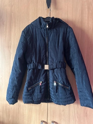 Girls navy padded coat - padded,