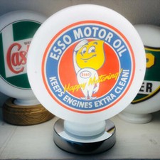 Esso Motor Oil Mini Gas Pump Globe with Chrome LED Lamp Base