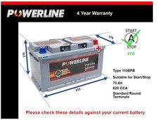 EFB Car Battery fits VAUXHALL