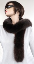 Fur Scarf 2 In 1 Blue Fox Boa Loop 140 Cm Fur Stole Coat Trim Dark Chocolate
