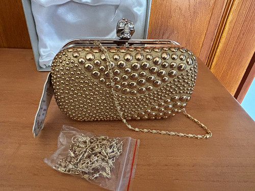 Gold skull clasp - clasp, evening