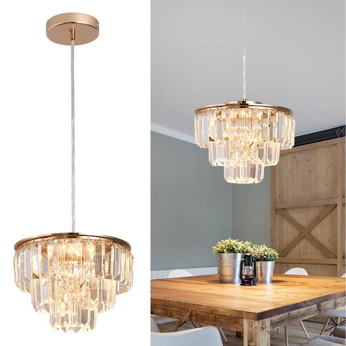 Crystal pendant light - light, gold