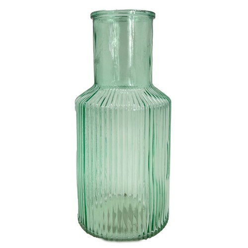 Green tall ribbed narrow glass - green,