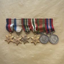 Bb204- WW2 Original Miniature Medal 6 Group Mounted on Bar
