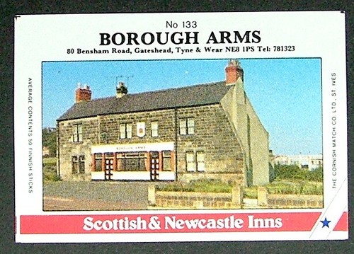 Matchbox label pub borough - label,