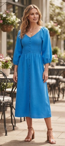 Fat face adele shirred blue - face,