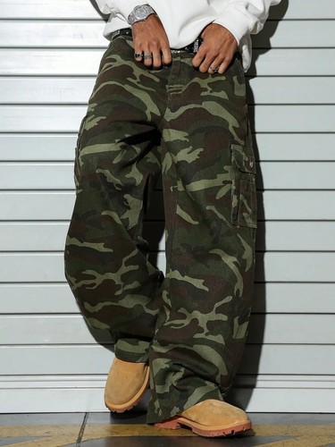 Men baggy camo cargo - baggy,