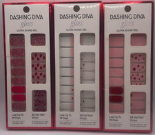 3PK Dashing Diva Gloss Ultra Shine Gel Nail Strips ~ 32 Strips EACH ~ FAST SHIP