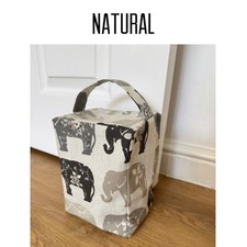 Clarke & Clarke Elephant Natural Fabric Door Stop UNFILLED Handmade
