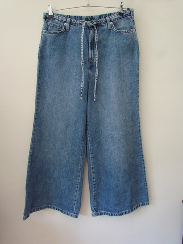 Blue denim wide leg jeans - denim,