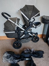 ICandy peach All Terrain Jogger in forest green Twin set up