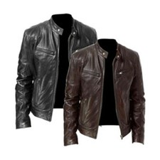 PU Leather Jacket for Men with