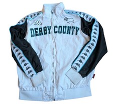 Derby County Football Track Jacket Kappa White Vintage Medium Full Zip Free Post