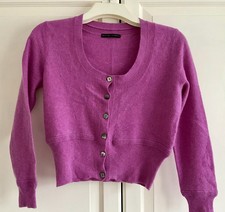 M&S 100% Cashmere Pink Cropped Cardigan Size 14