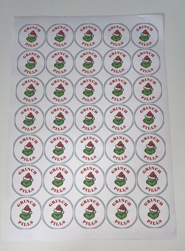 35mm dia grinch pills - pills, stickers