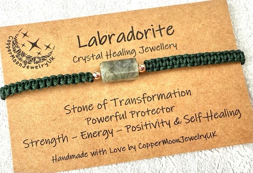 Labradorite macrame bracelet - labradorite,