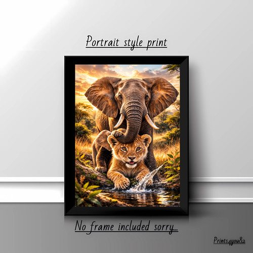 Elephant lion golden sunset - elephant,