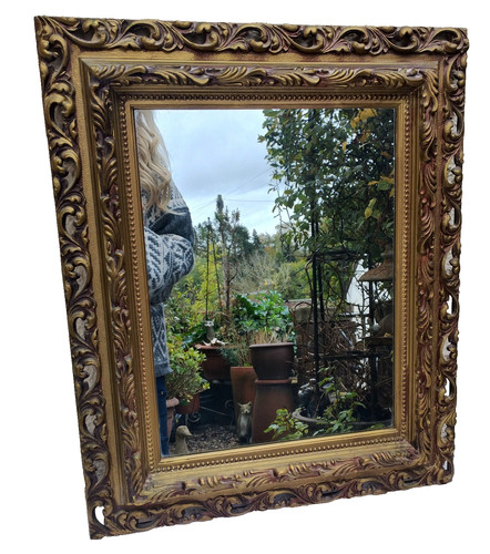 Vtg gold wall mirror - wall, large
