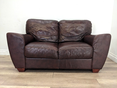 Sofa seater burgundy leather - 2,