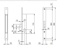 Iseo Inox Mortice Hook Lock 35mm Backset Door Lock Ref 781470350