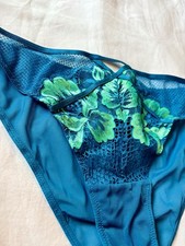 Ann Summers Honey Suckle Brazilian Brief pants in blue and green contrast